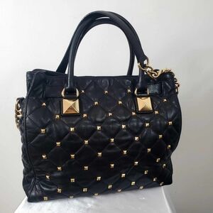 Michael Kors Black Studded Quilted Hamilton Bag